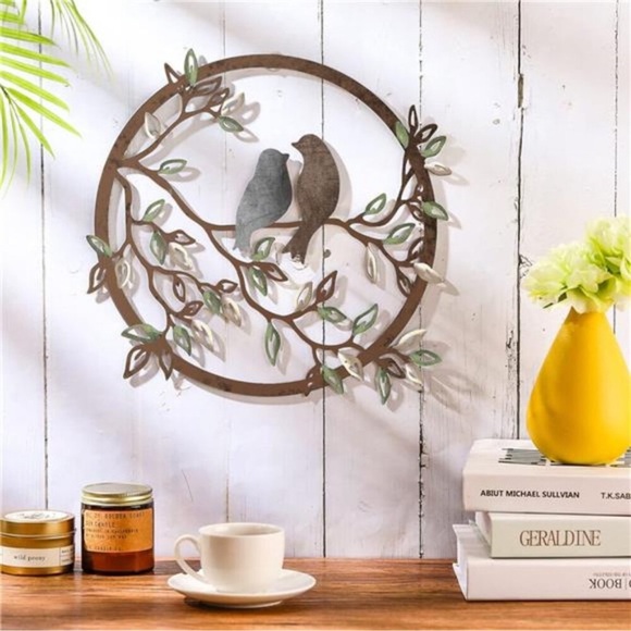 Ferraycle Metal Wall Art Bird on Tree Branch Bird Wall Silhouette Bird Wall Art - Picture 3 of 6